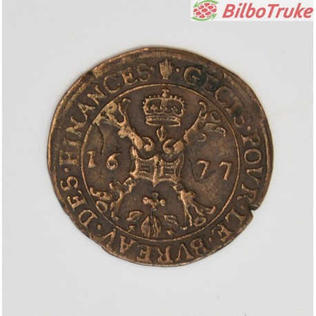 MONEDA JETON AMBERES CARLOS II 1677 6.46G