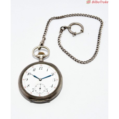 RELOJ DE BOLSILLO DE PLATA CON CADENA