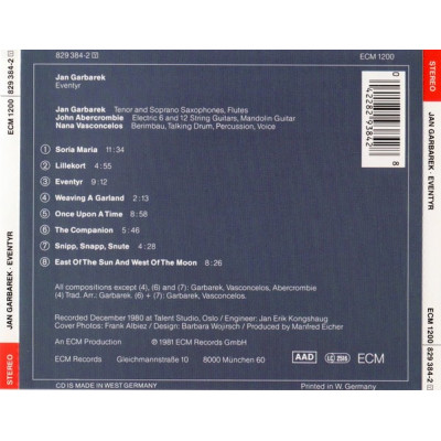 Jan Garbarek, Nana Vasconcelos*, John Abercrombie - Eventyr (CD, Album, RE, RP)
