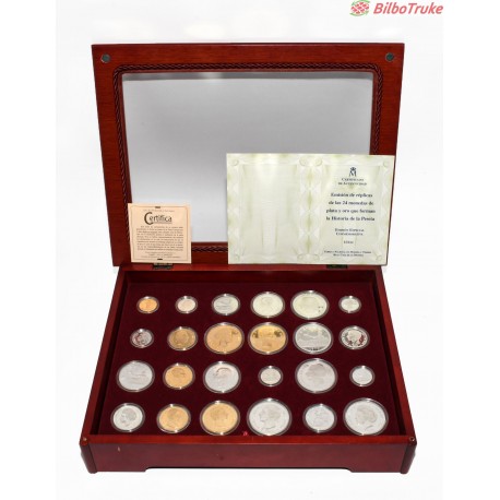 COLECCION 24 MONEDAS HISTORIA DE LA PESETA PLATA