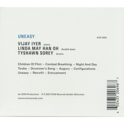 Vijay Iyer, Linda May Han Oh* / Tyshawn Sorey - Uneasy (CD, Album)