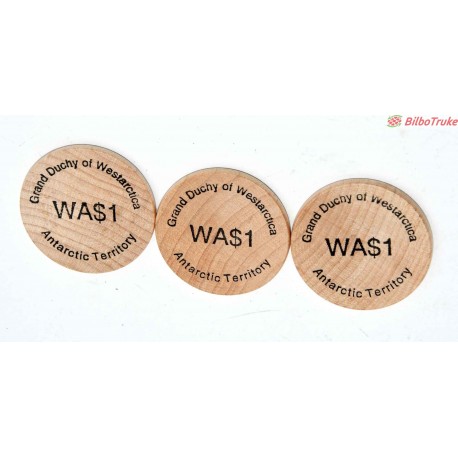 LOTE 3 MONEDAS MADERA GRAN DUCADO DE WESTARCTICA