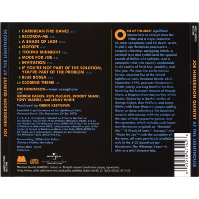 Joe Henderson Quintet - At The Lighthouse (CD, Album, RE, RM)