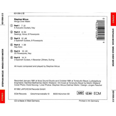 Stephan Micus - Wings Over Water (CD, Album, RE)