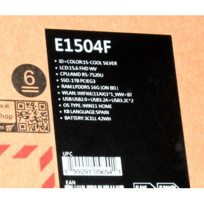 NOTEBOOK ASUS VIVOBOOK E1504F / AMD R5-7520U / 1TB SSD / 16GB RAM