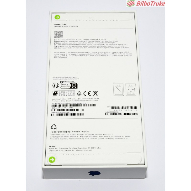 APPLE IPHONE 17 PRO 256GB AZUL PRECINTADO