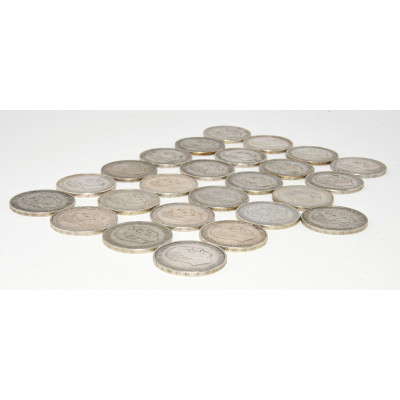 LOTE DE 25 MONEDAS DE PLATA FRANCO 1966