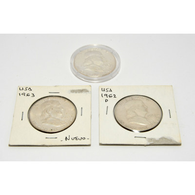 LOTE 3 MONEDAS MEDIO DOLAR 1962-63