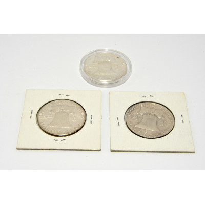 LOTE 3 MONEDAS MEDIO DOLAR 1962-63