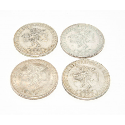 LOTE 4 MONEDAS 25 PESOS PLATA