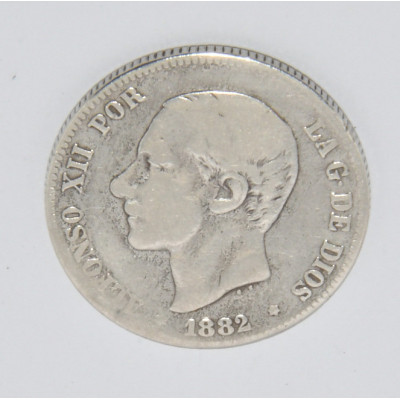 MONEDA PLATA 2 PESETAS 1882