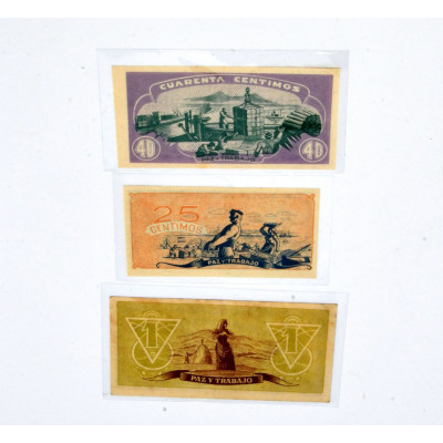 LOTE 3 BILLETES CONSEJO ASTURIAS Y LEON (GUERRA CIVIL)