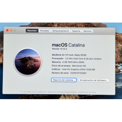 MacBook Air 11" A1465 2014 i5 1,4GHz/4GB/128GB SSD