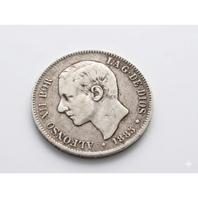 MONEDA 5 PESETAS 1885 ALFONSO XII PLATA