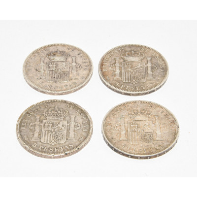 LOTE 4 MONEDAS DE PLATA ALFONSO XIII