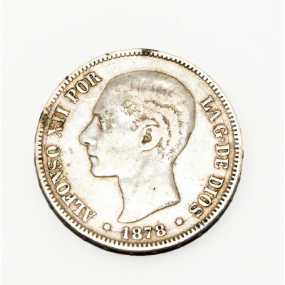 MONEDA 5 PESETAS 1878 ALFONSO XII