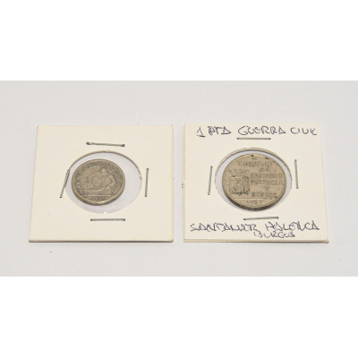 MONEDA DE 1 PESETAS Y 50 CENTIMOS SANTANDER Y PALENCIA