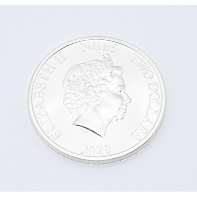 MONEDA PLATA JURASSIC PARK TWO DOLLARS 2020