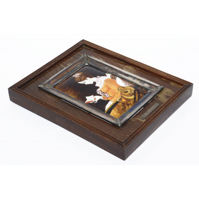 CUADRO MUCHACHA LEYENDO - JH FRAGONARD - ESMALTADO EN MARCO DE PLATA