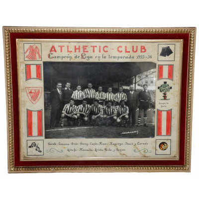 CUADRO HECHO A MANO EN HONOR AL ATHLETIC DE 1955-56
