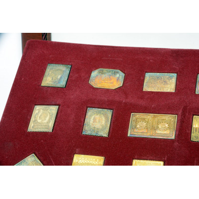 COLECCIÓN SELLOS "TESOROS FILATÉLOCOS DEL MUNDO"  DE PLATA CON BAÑO DE ORO