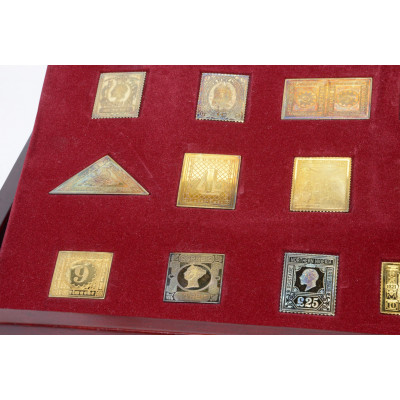 COLECCIÓN SELLOS "TESOROS FILATÉLOCOS DEL MUNDO"  DE PLATA CON BAÑO DE ORO
