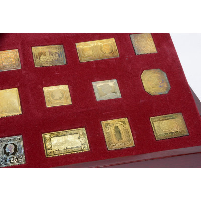 COLECCIÓN SELLOS "TESOROS FILATÉLOCOS DEL MUNDO"  DE PLATA CON BAÑO DE ORO