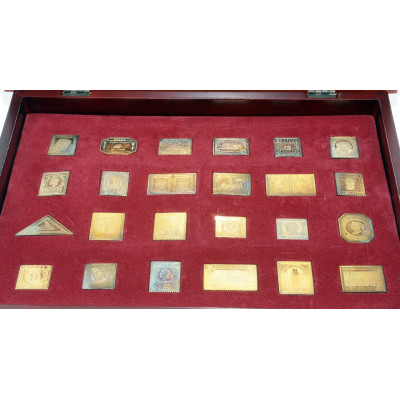 COLECCIÓN SELLOS "TESOROS FILATÉLOCOS DEL MUNDO"  DE PLATA CON BAÑO DE ORO