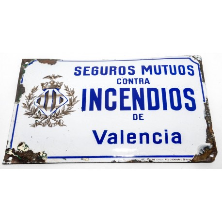 PLACA METÁLICA SEGUROS MUTUOS INCENDIOS VALENCIA