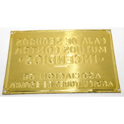 PLACA METÁLICA SEGUROS MUTUOS INCENDIOS