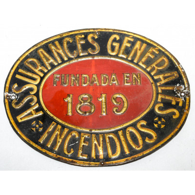 PLACA METÁLICA ASSURANCES GENERALES INCENDIOS