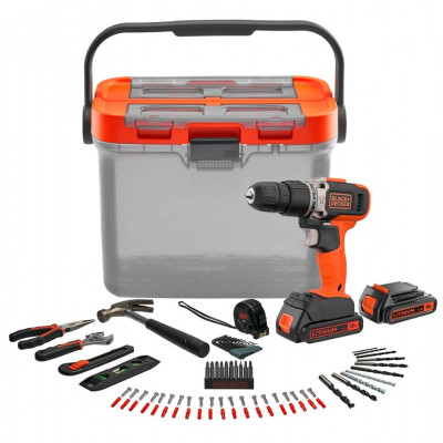 TALADRO A BATERIA BLACK DECKER 18V + MALETA 78 PIEZAS