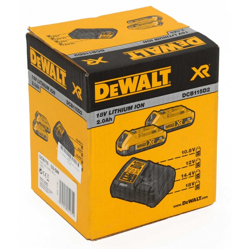 Dewalt DCB115D2-QW XR Kit 2 Baterías 18V 2Ah y Cargador