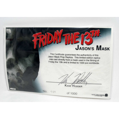 CARETA Y DOCUMENTO FIRMADO FRIDAY THE 13TH  JASON VOORHEES