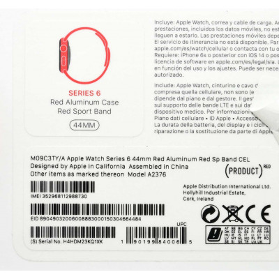 APPLE WATCH SERIES 6 ROJO ALUMINUM 44MM CEL A2376