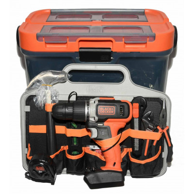 TALADRO A BATERIA BLACK DECKER 18V + MALETA 78 PIEZAS