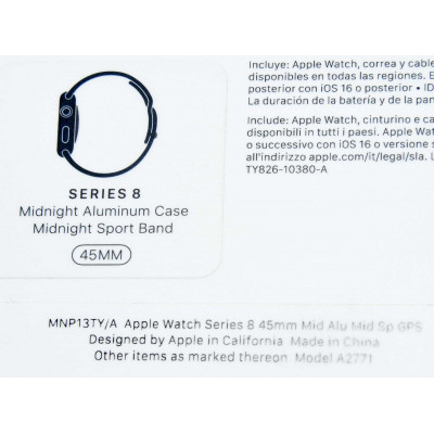 APPLE WATCH SERIES 8 45MM GPS ALUMINIO NEGRO