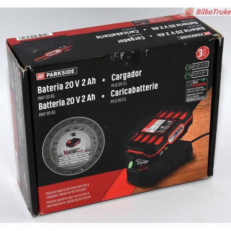 BATERIA DE IONES DE LITIO PARKSIDE 20V 2AH CON CARGADOR 2,4A