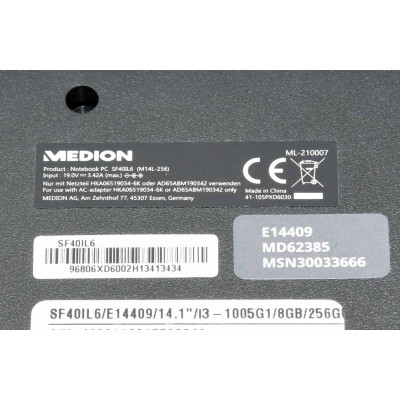 PORTATIL NOTEBOOK MEDION SF40IL6 / INTEL i3-1005G1 1.2GHz  / 250GB SSD / 8GB RAM