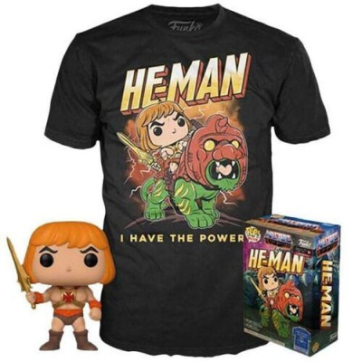 FIGURA Y CAMISETA FUNKO POP TEES MASTERS OF THE UNIVERSE HE-MAN