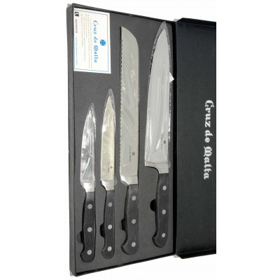SET X4 CUCHILLOS DE COCINA CRUZ DE MALTA PRECINTADOS