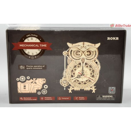 MAQUETA DE MADERA ROKR OWL CLOCK LK503