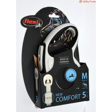 CORREA PARA PERROS EXTENSIBLE FLEXI NEW COMFORT 5M NEGRA