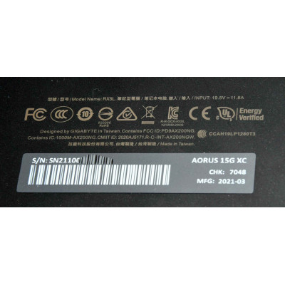 PORTATIL GAMING GIGABYTE AORUS 15G XC / i7-10870H 2.2GHz / 500GB SSD / 32GB RAM