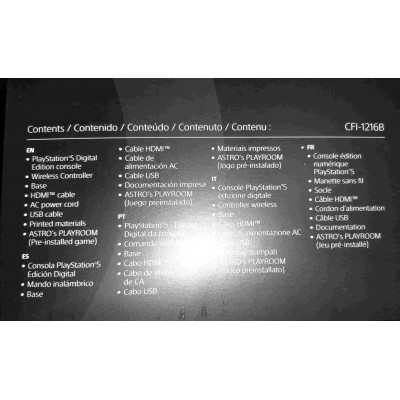 CONSOLA PS5 DIGITAL 1216B 825GB PRECINTADO