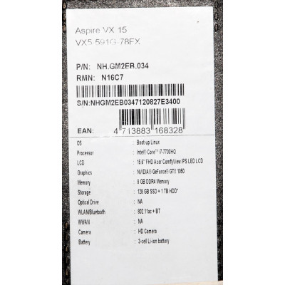 HP OMEN 15-DC0019NS 12GB RAM/I7-8750H/128GB SSD