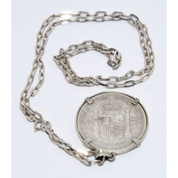 MONEDA 5 PESETAS AMADEO 1971 CON CADENA