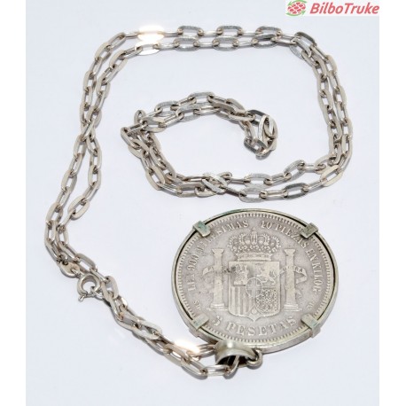 MONEDA 5 PESETAS AMADEO 1971 CON CADENA