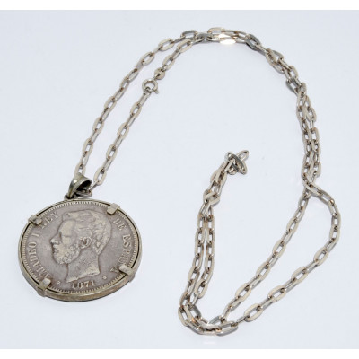 MONEDA 5 PESETAS AMADEO 1971 CON CADENA