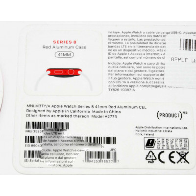 APPLE WATCH SERIES 8 A2773 LTE ALU 41MM ROJO